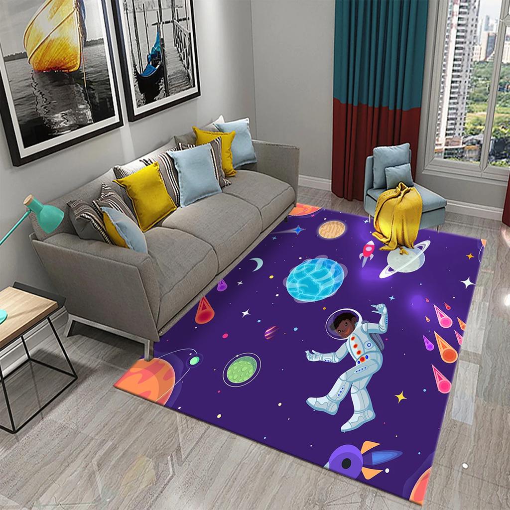 3D Cartoon Astronaut Rocket Carpet for Living Room Bedroom Decor Area Rug Kids Play Crawling Mat Floor Mats Kitchen Non-slip Rug