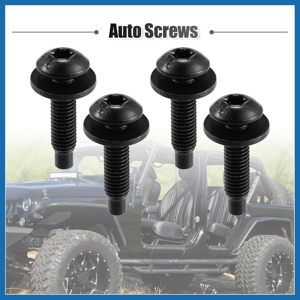 8pcs Hard Top Torx Screws Bolts for Jeep Wrangler JK 2007-2018 Extra Long Automotive Replacement Bolts Stainless Steel Black Item Replacement