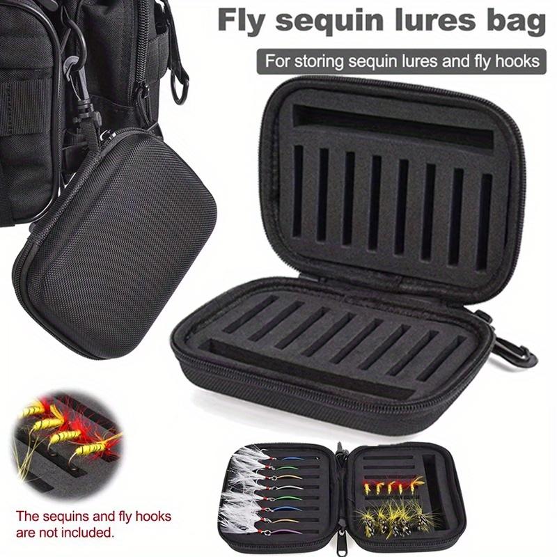 Portabale Fly Fishing Lure Spinner Spoon Bait Black Storage Box Professional 16 Slots Hard EVA Storage Case Container Bag