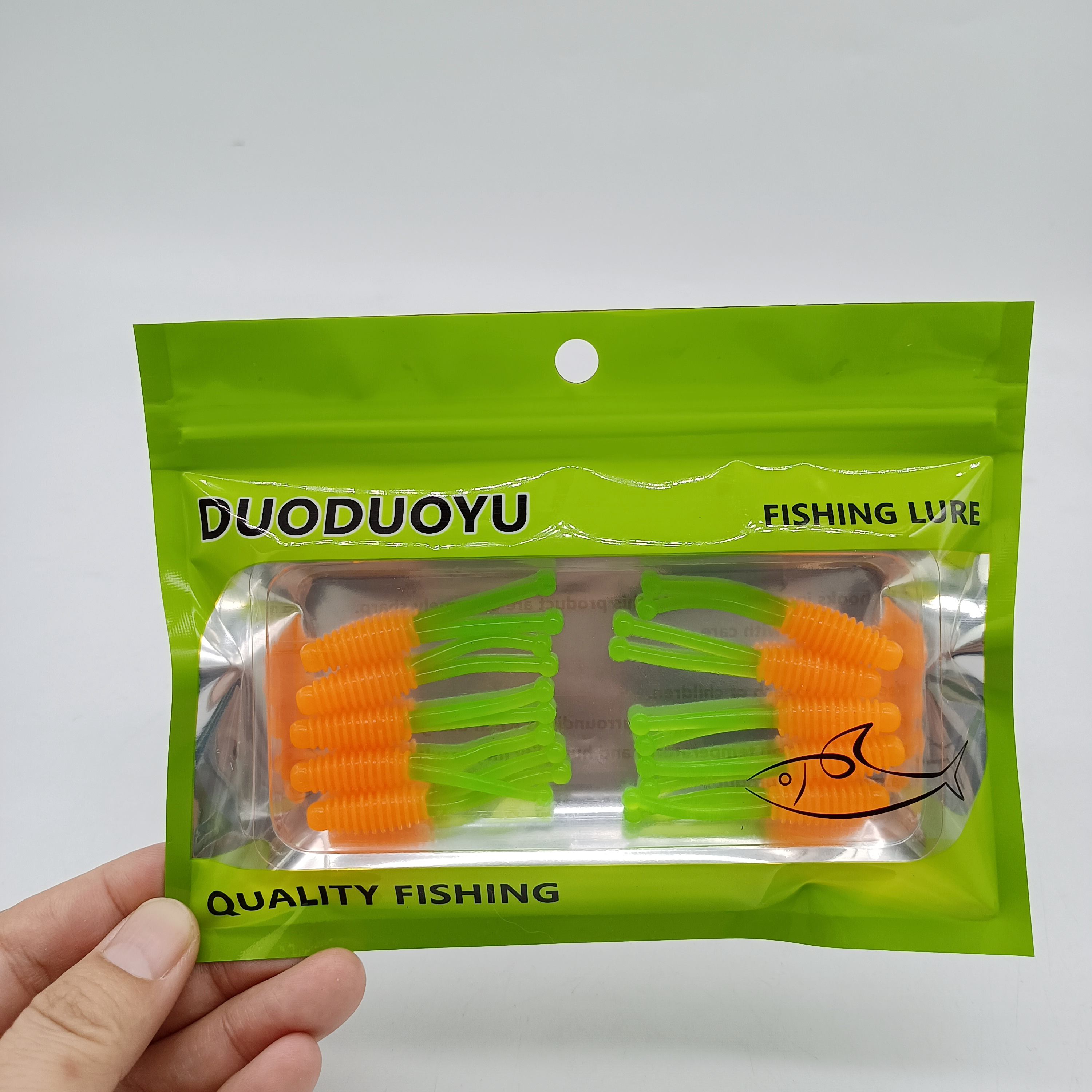 

DUODUOYU 10PCS Mini Soft Fishing Lures 1.2g/50mm Double tailed Jigging Wobblers Artificial Swimbaits For Bass Carp Tackle оранжевый