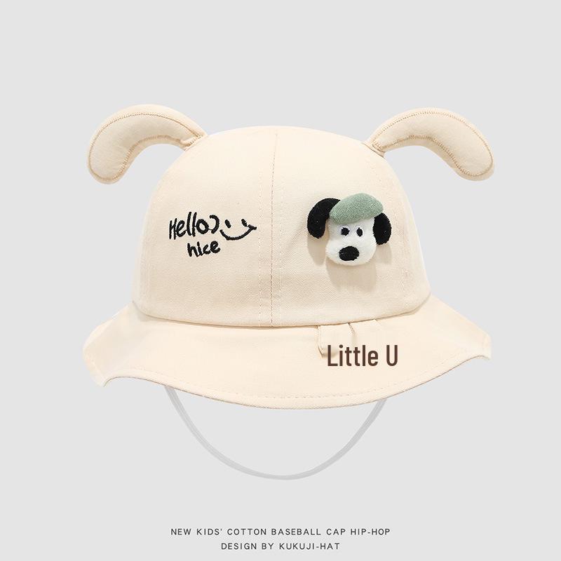 Spring 2026 Korean Baby Cartoon Puppy Bucket Hat - Cute Sun Protection for Boys & Girls