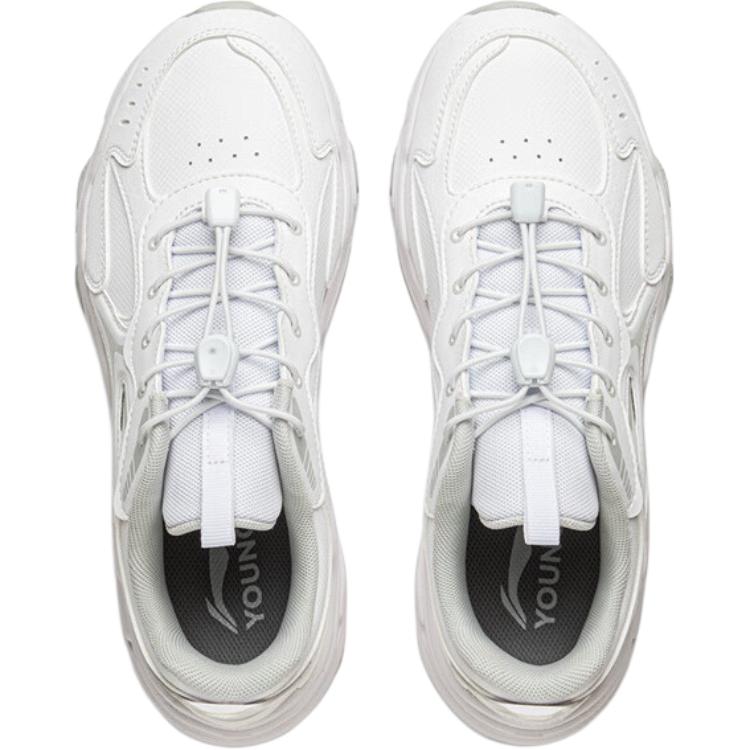 Li Ning Kids Sports Lifestyle Series Fashion Trend Non-Slip Wear-Resistant Low-Top Casual Shoes Men Casual Shoes White YKCV034-11