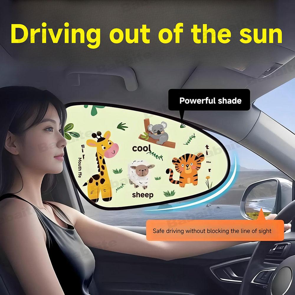 A-AbarthS-S Car Side Window Sunshade Sun Block Film Cloth Sun Visor UV Protection Window Curtain Car Sun Shade Cover