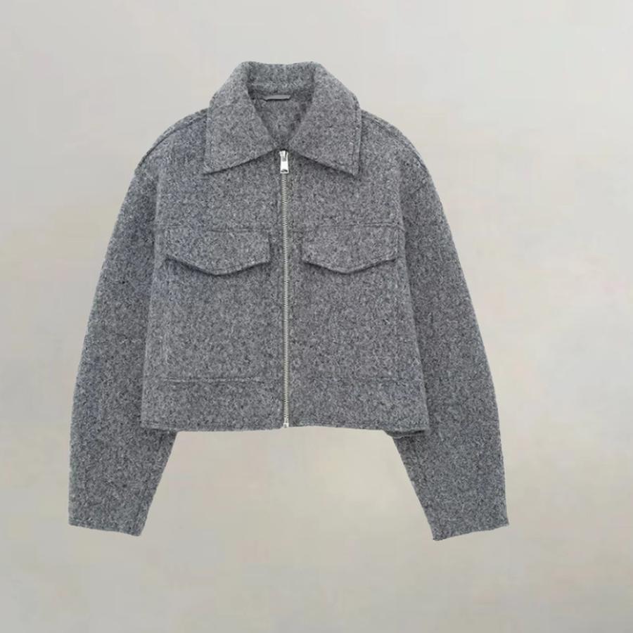 

Spring/Autumn New Women s Fashion Design Streetwear Loose Short Wool Coat Jacket XL сірий колір