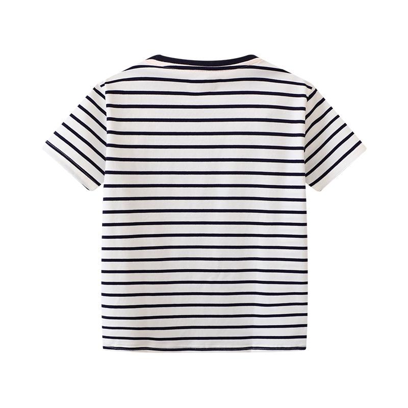 European & American Style Boys' Cartoon T-Shirt - Short Sleeve, Knitted Cotton, Summer Wear