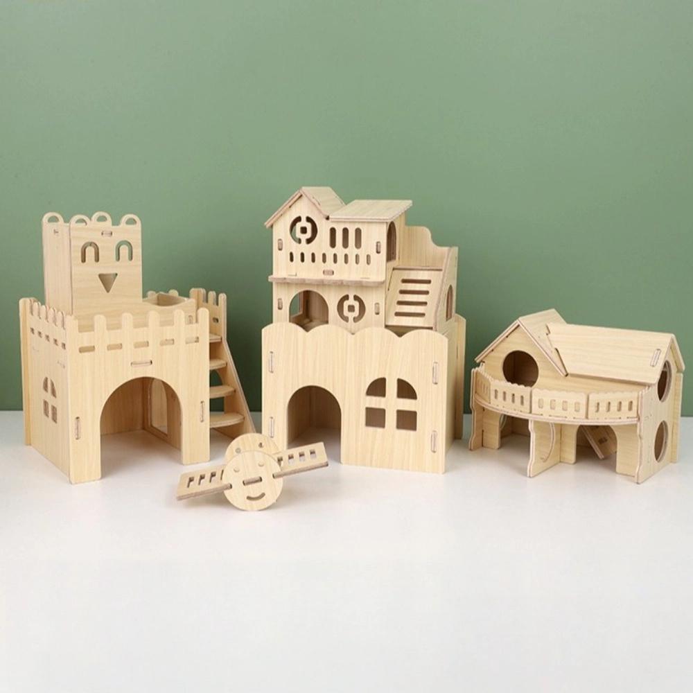 Wooden Platform House Chewable Hamster Climb Toy New Hamster Villa Pet Supplies