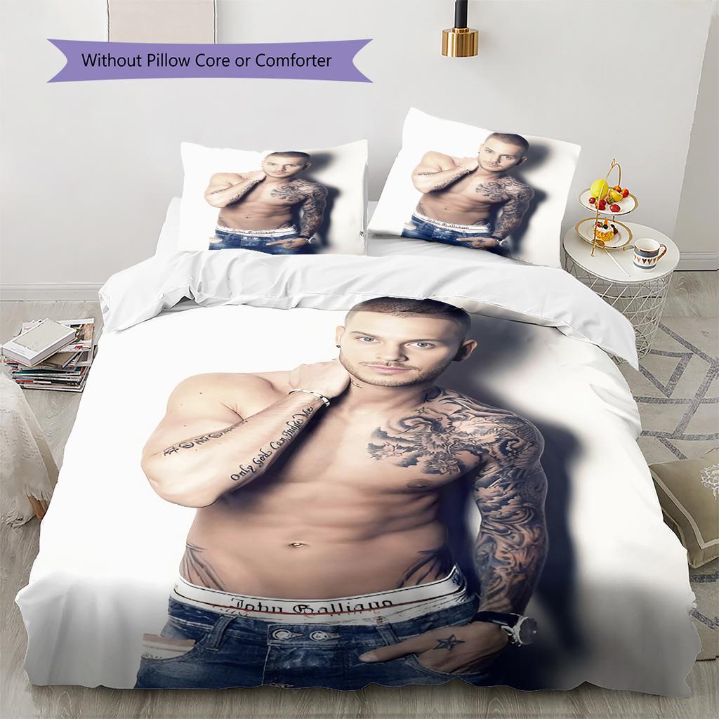 M Pokora Pattern Bedding,Quilt Set Quilt Cover Pillowcase Home Birthday Gift (1 * duvet cover + 2 * pillowcase, without core)