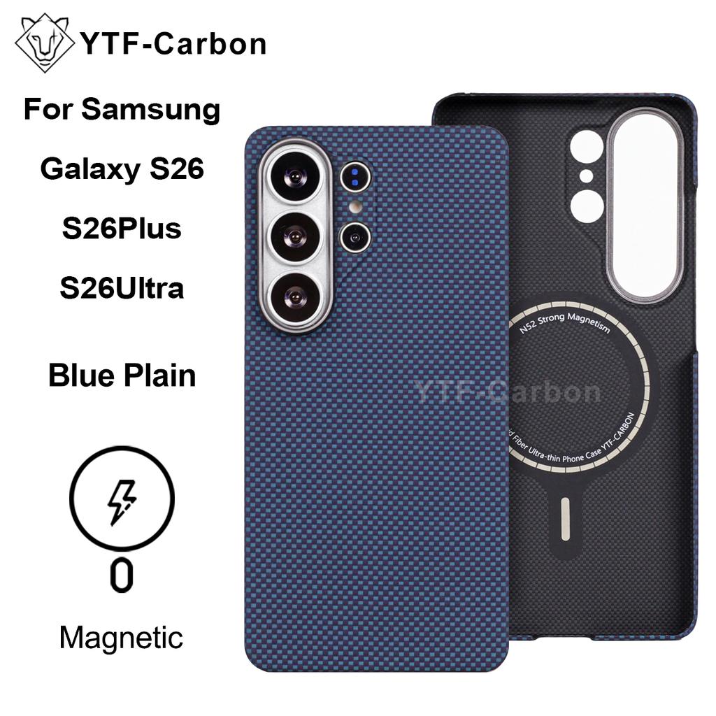 YTF-carbon Luxury Real Kevlar Case for Samsung Galaxy S26 Ultra/S26Plus/S26, Aramid Fiber Magnetic MagSafe Cover