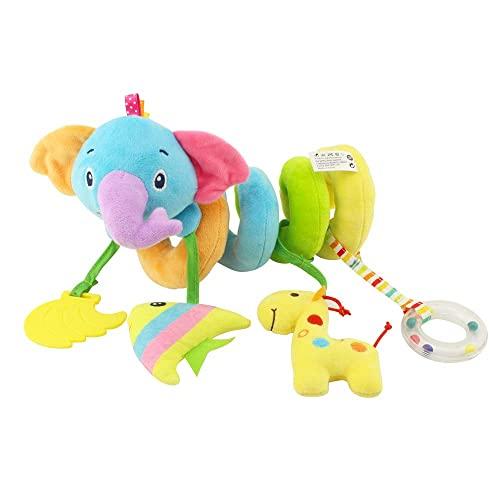 Cute, soft plush toy that attaches to a stroller. Baby/Kids bear/elephant design. Perfect as a baby shower/birthday gift. Blue (Elephant)