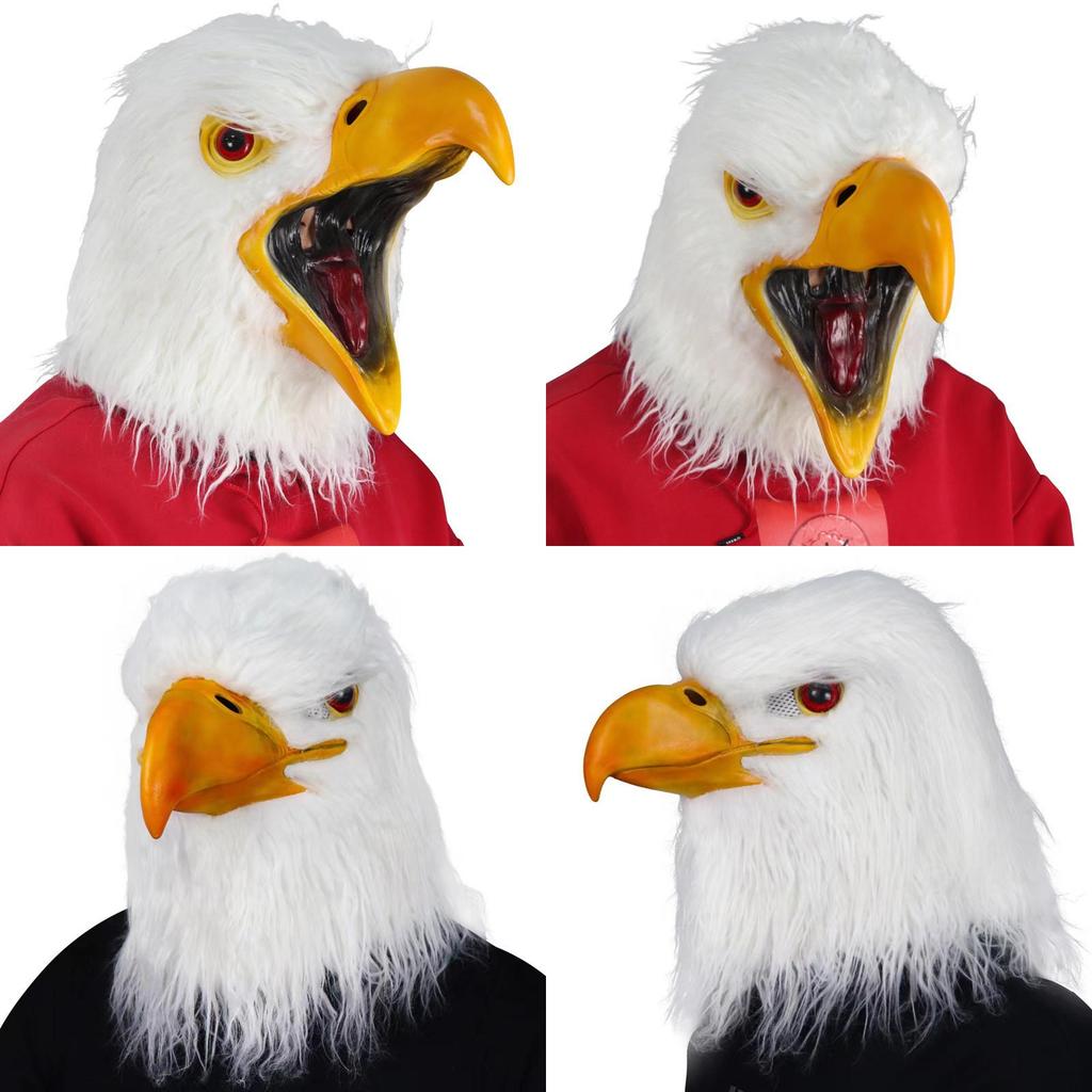 Halloween Tiermaske mit Latexmaterial Weißer Kopf Adler für Kostümdeko