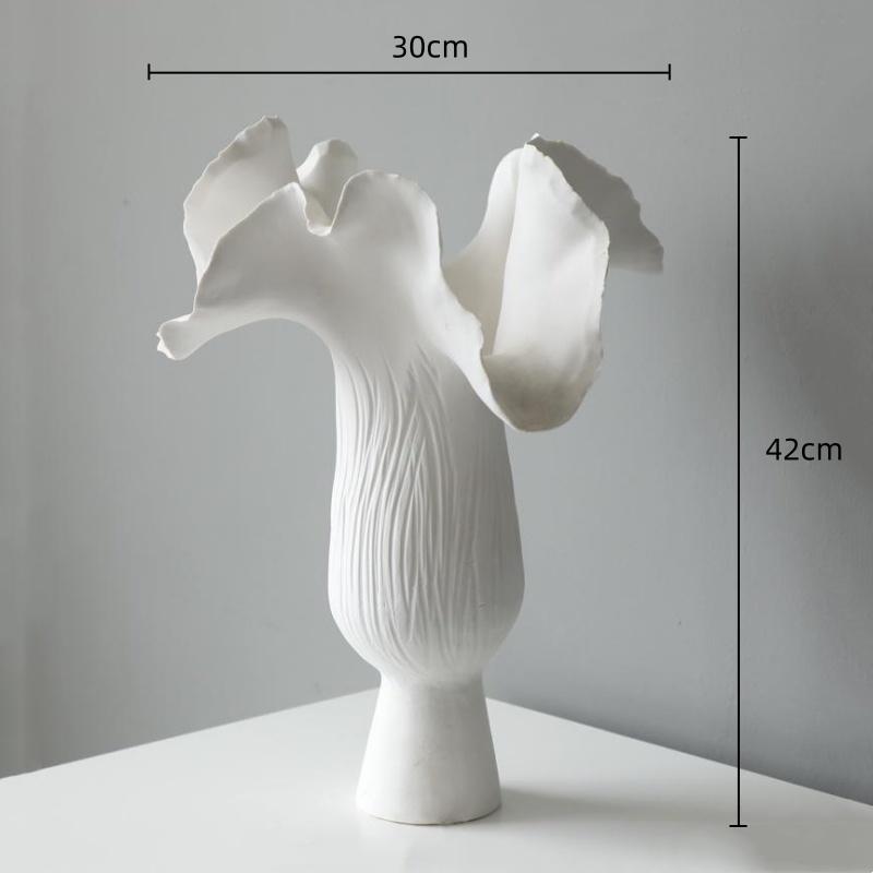 Weiße Keramikvase, handgefertigt in Form unregelmäßiger Blütenknospen, Blumenvase, Zubehör für Blumenarrangements, Heimdekoration