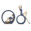 2pcs Reading Woman Sculpture Yoga Girl Statue Resin Hand Crafted Vivid Shape Resin Decoration for Office Desktop Hallway