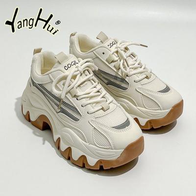 Korean Style All-match Increase Thick Bottom Sneakers Casual Mesh Breathable Sports Shoes Anti-slip 2024 New Fashion Summer