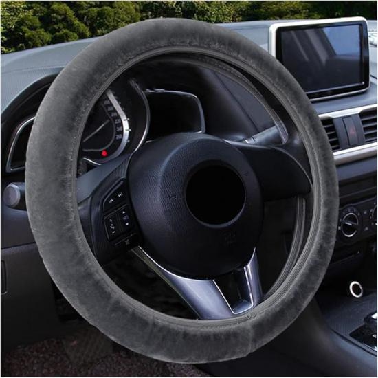 Augeny Fuzzy Car Steering Wheel Cover, Anti-Slip Soft Plush Steering Wheel Protector, 15 Inch Elastic Wheel Covers, Universal Vehicle Interior Winter