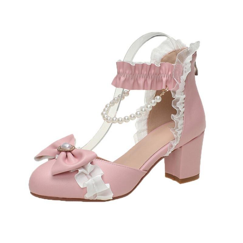 Spring and summer princess sandals female students middle school children's performance shoes new high heels bow sandals children's sandals women