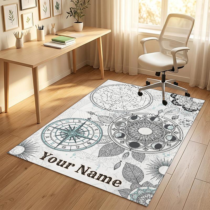Celestial Cat Theme Soft Crystal Velvet Rug Custom Name & Text Print Non Slip Floor Rug for Bedroom Living Room