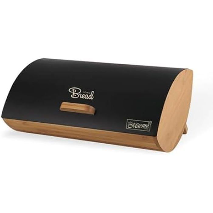 Boîte À Pain - Feel Maestro - MR-1775-BLACK - Noir - Bois Et Métal - 26,69 X 21,15 X 14 Cm