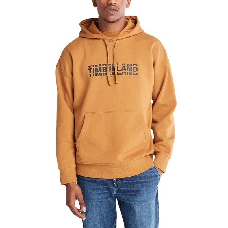 Timberland Solid Color Printed Letter Hoodie Long Sleeve Sweatshirt Men Tops Brown A5VV5-P47