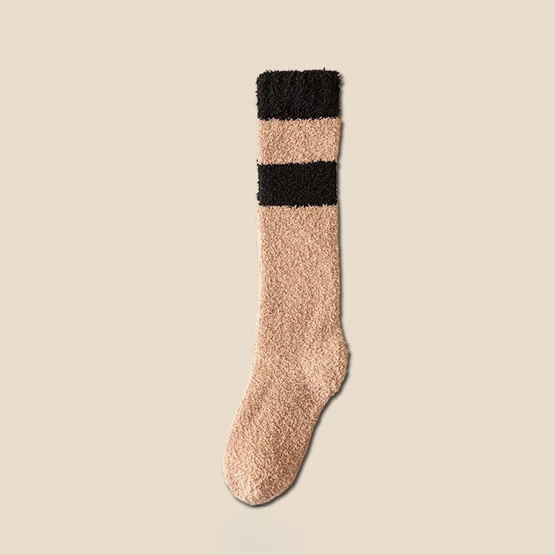 Thickened Long Coral Fleece Sleeping Socks for Women, Warm Fleece Postpartum Socks and Fleece Calf Home Socks for Autumn and Winter