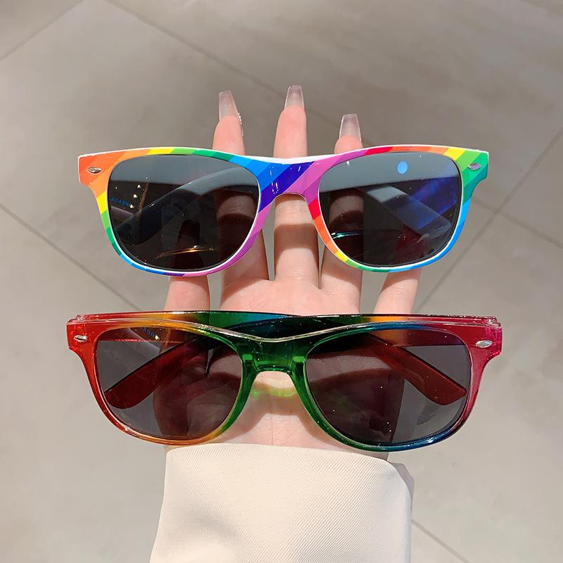 12 Pairs Per Set Fashion Rainbow Shades Retro Square Women's Decoration Sunglasses Ins Brand Design Lady Sun Glasses
