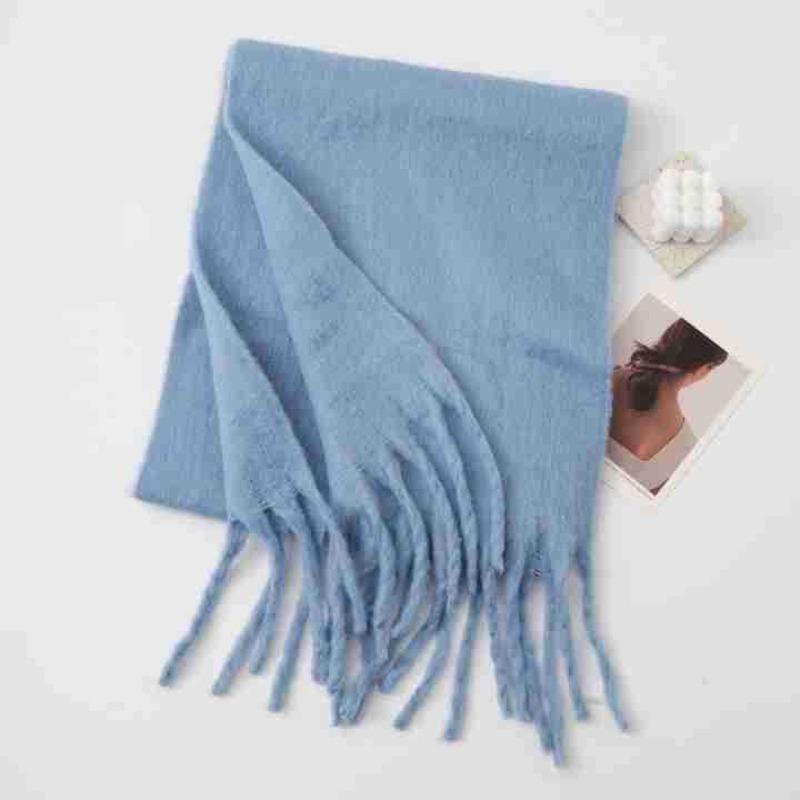 

Универсальный мохеровый однотонный шарф женский зимний утолщенный простой теплый увеличенный шарф-шаль