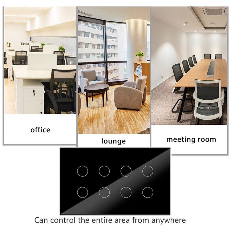 Zigbee 8-Way Smart Touch Panel Switch for Hotel Room Lights - Alexa Compatible Remote Wireless Control