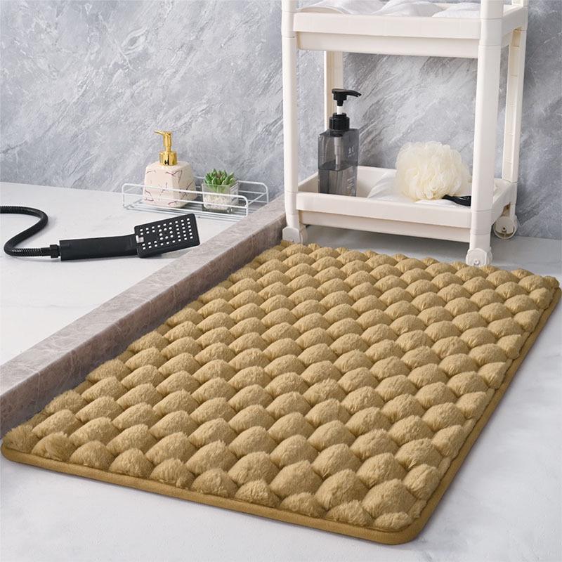 Large Flannel Anti-Slip Bathroom Mat - Absorbent Floor Mat for Shower Room or Toilet Door