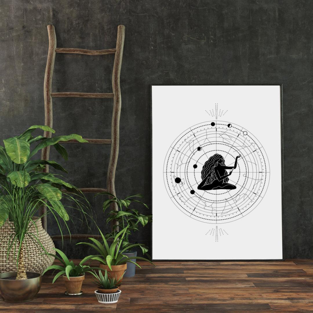 

Фазы Луны, астрологический знак зодиака, уникальный винтажный эстетический холст, картина, принты, гостиная, кафе, декор над кроватью, подарок на день рождения 21x30cm No Frame