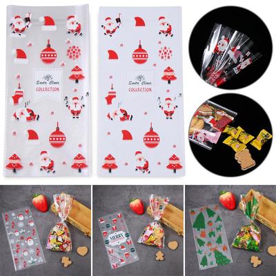 Party Favor Gift Santa Claus Cookies Storage Christmas Candy Bags Baking Packaging Cellophane