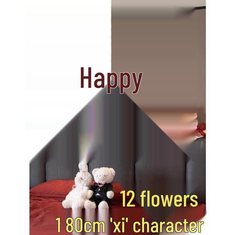 3D Wedding Xi Character Stickers & Crepe Paper Flowers for Bedroom and Living Room Decor