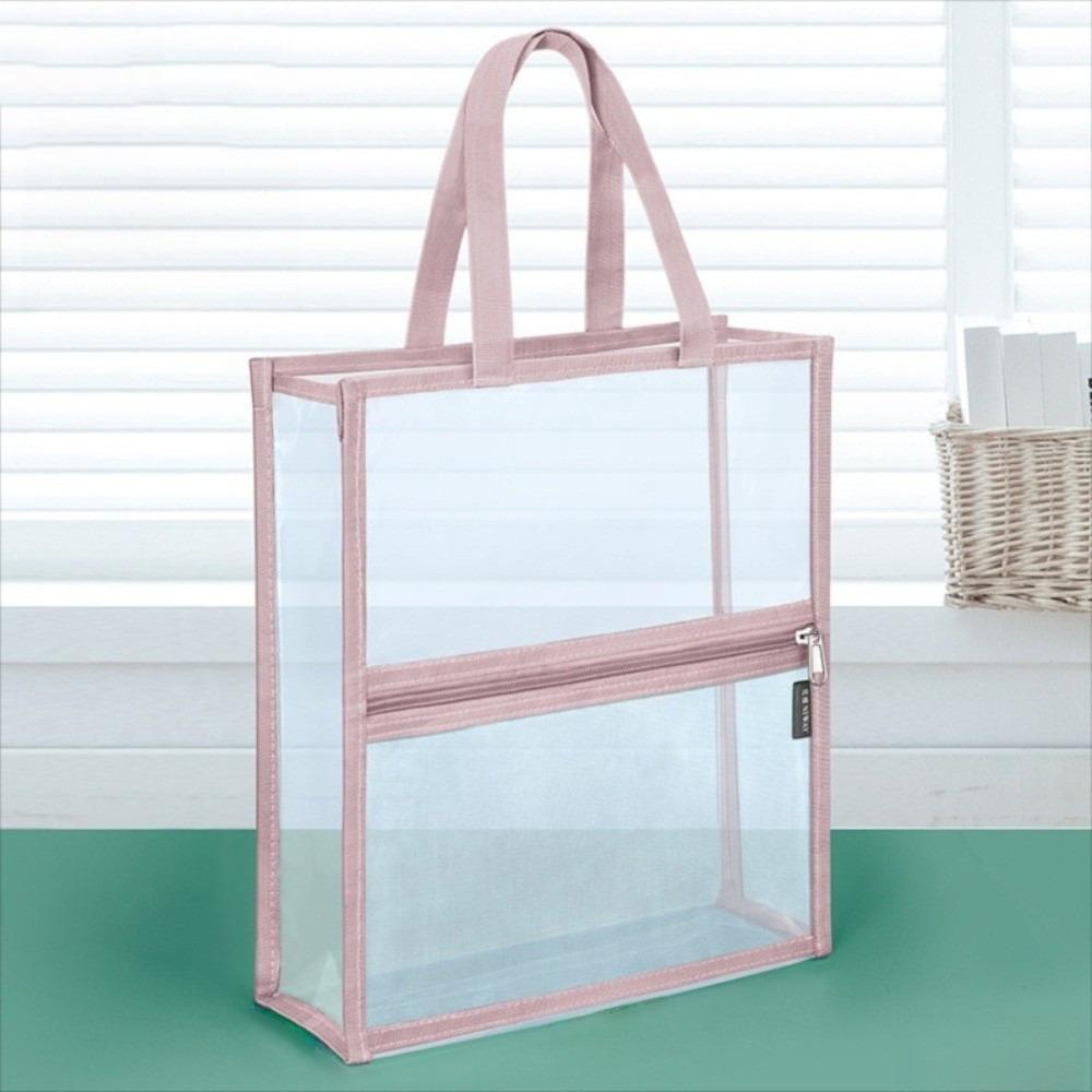 PVC Material Transparent Pencil Case Waterproof High Aesthetic Value Large Capacity Pencil Case Simple Design Transparent розовый