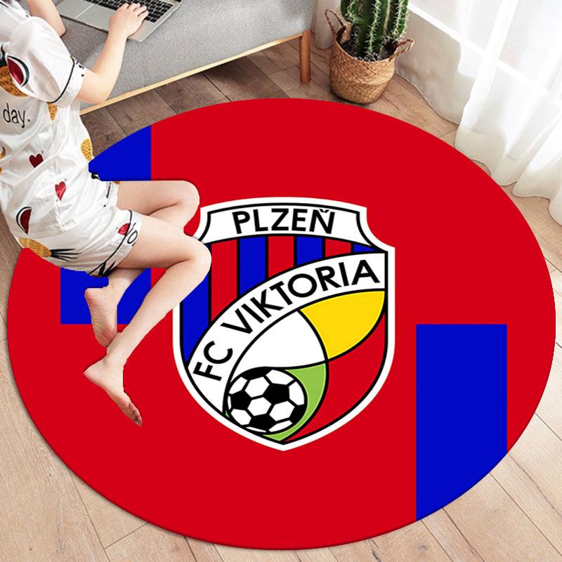 FC Viktoria Plzen Round Area Rug,Carpet Rug for Living Room Bedroom Sofa Playroom Decor,Non-slip Floor Mat