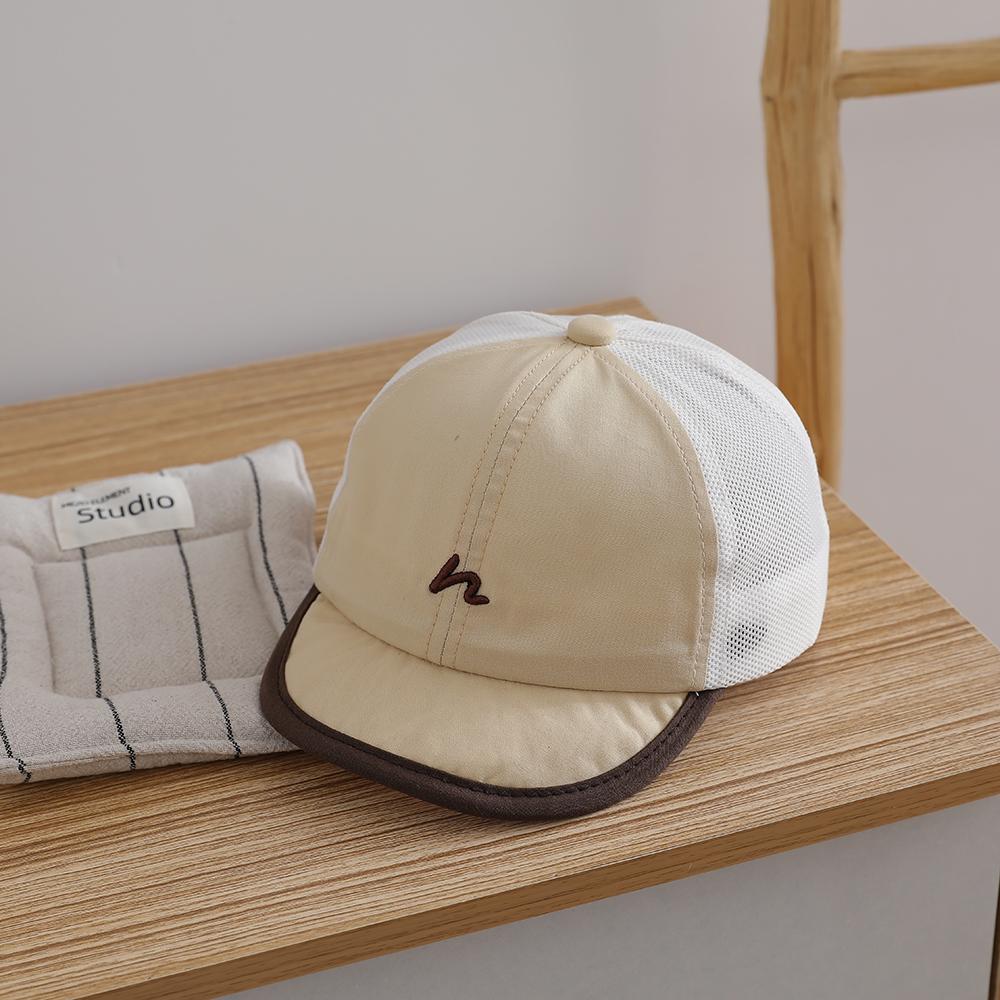 Solid- Minimalist Embroidered Baseball Cap, Summer Breathable Mesh Children's Sun-Protective Beanie with Brim