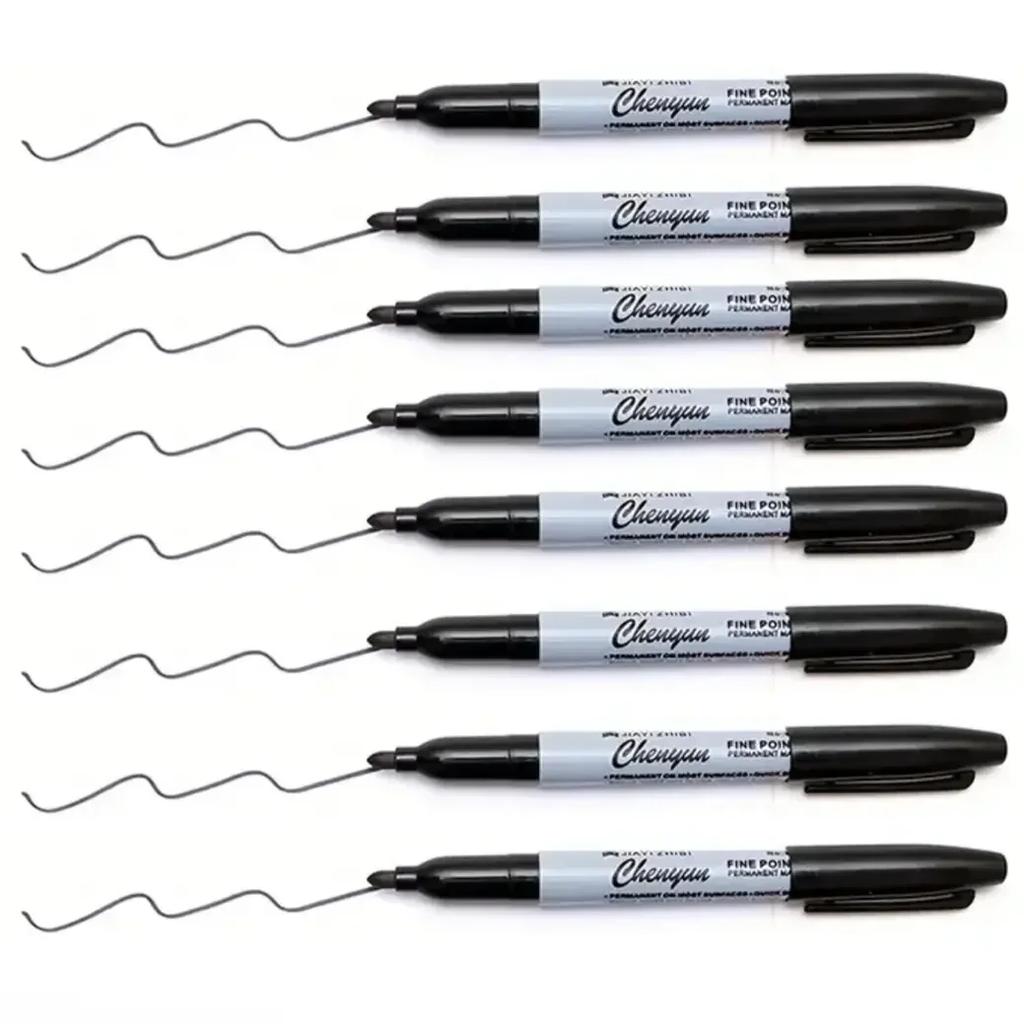 12pcs Black Permanent Marker Pens, Fine Tip, Waterproof, Quick Drying.