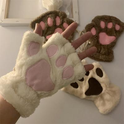 Lovely Women Rukavice pro kočky Móda Dívčí Plyšové rukavice Cat Claw Paw Teplé měkké plyšové krátké zimní rukavice bez prstů
