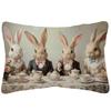 Vintage Easter Girl Cushion Cover Victorian Rabbit Bunny Portrait Print Decorative Pillow Case