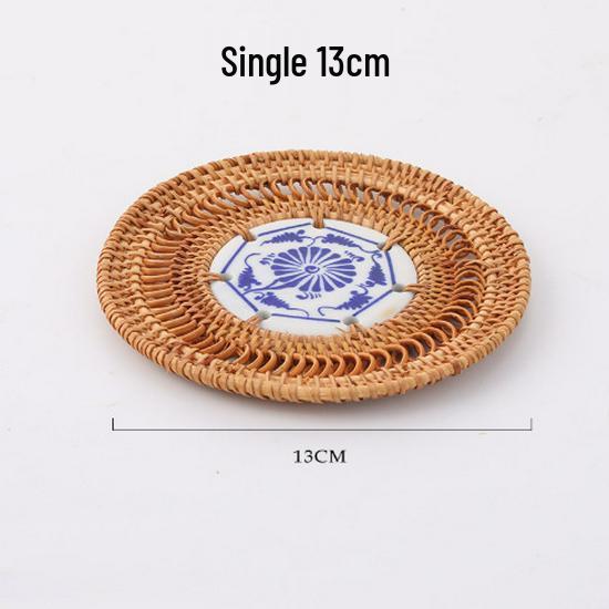 Vietnamese Rattan Tea Coaster Set: Autumn-Inspired Insulating Mats for Tea Ceremony and Kung Fu Tea Set Accessories