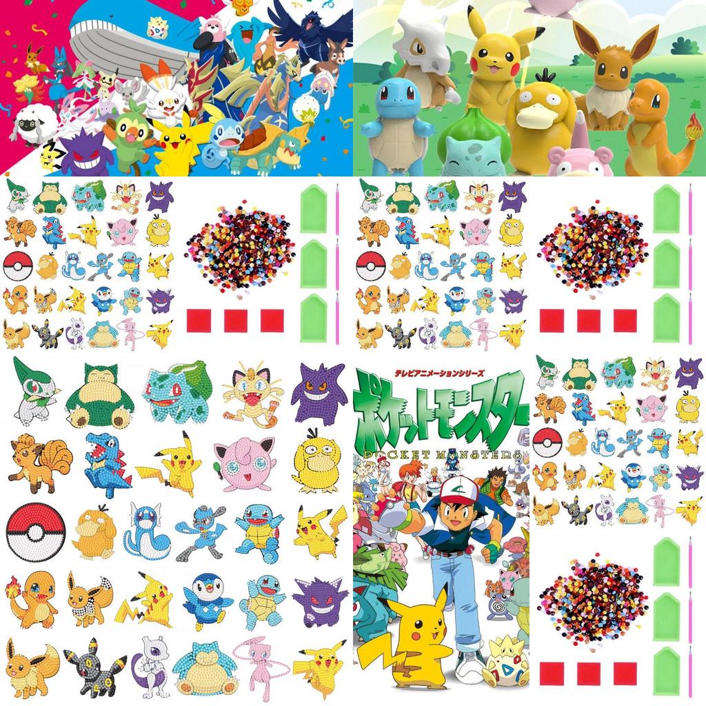 5D Kristall-Diamant-DIY-Aufkleber Pokémon-Malerei für Kinder im Cartoon-Stil