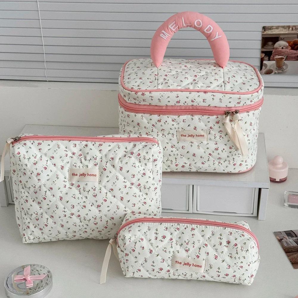 2025 Women Fashion Quilting Makeup Bag Large Capacity 3 Types Cosmetic Storage Pouch Handbag Portable Ladies Zipper Clutch Bag