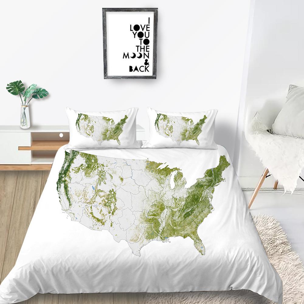 3D Map Printing Duvet Cover Set with Pillowcase Cartoon Home Textiles Bedding Set Children Twin Single Size Bed Sets