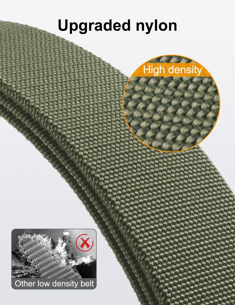 JUKMO Quick-Release Belt, Work Belt, Men's Tactical Belt, Military Belt (M - Waist Length 91cm-105cm (Total Length 125cm), Green)