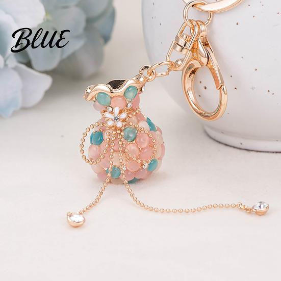 Colorful Tassel Keychain Money Bag Rhinestone Design Lucky Shape Key