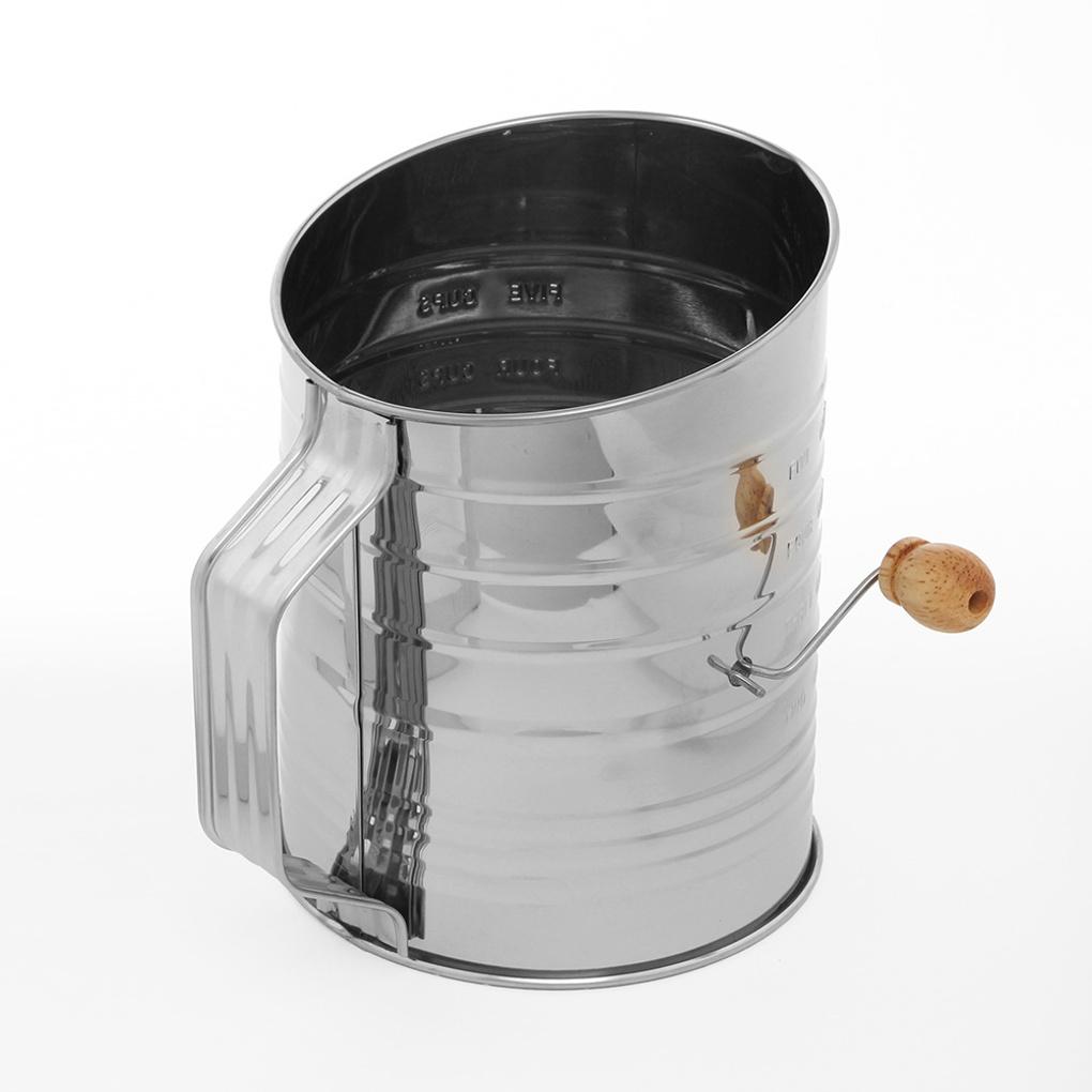 Home Baking Hand Crank Flour Sifter (5 Cup) Stainless Steel Sieve
