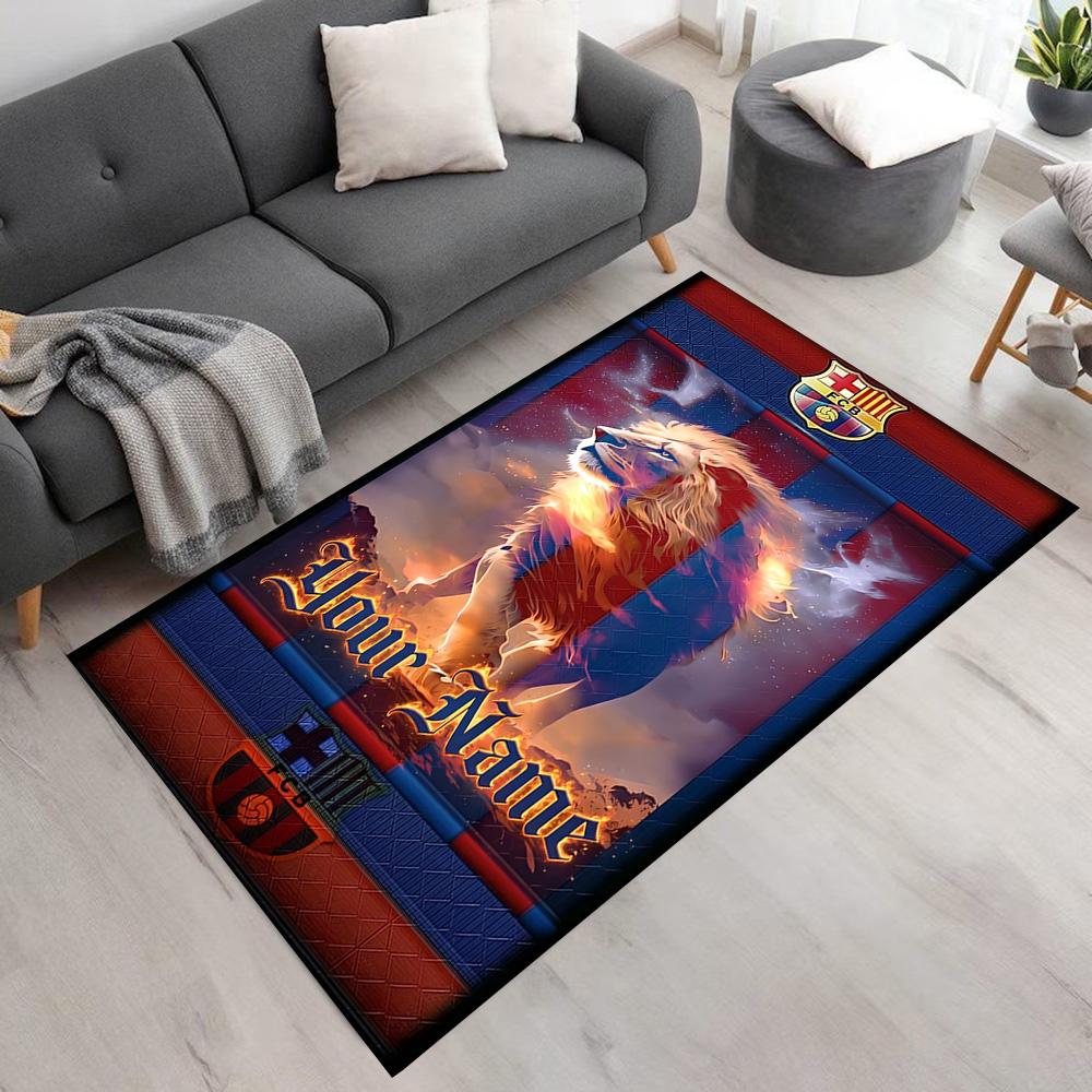 Barcelona Club Personalized Name Floor Rug Office Rug Perfect for Foyer Game Room Entryway Dormitory Antislip Carpet Anime Office Decor