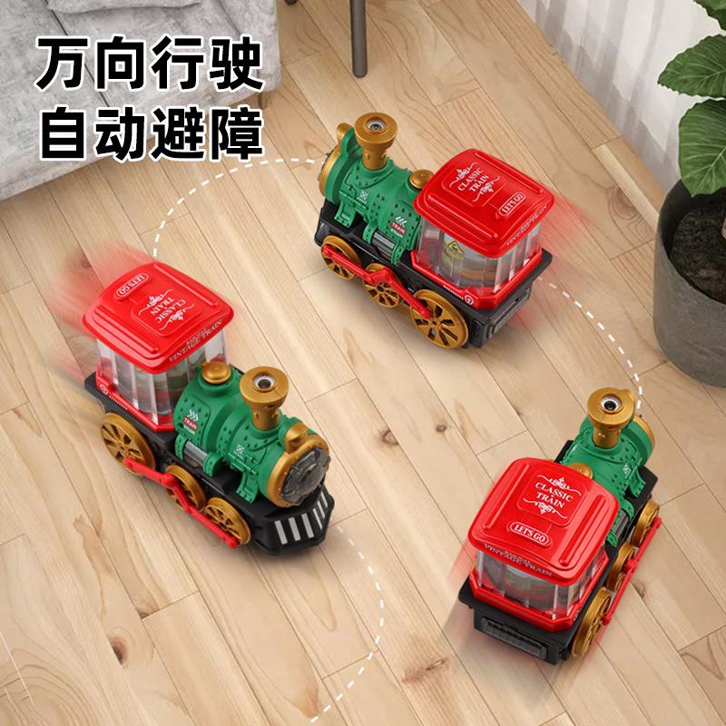 Electric Universal Retro Train Colorful Music Light Spray Steam Train