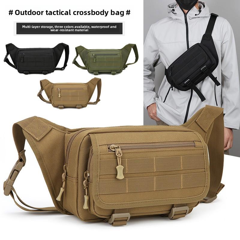 Men's Tactical Fanny Pack Nyl Waist Bag Large Capacity Waterproof Hiking Sports Crossbody Shoulder Bag for Cycling Travel