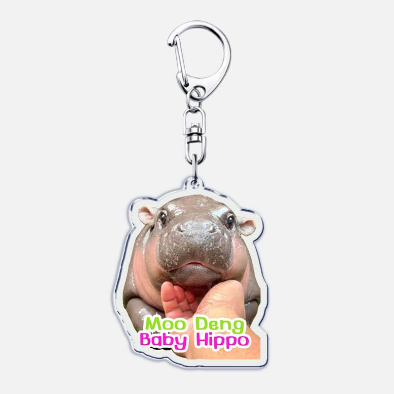 Funny Baby Hippo Cute Keychains Keyring for Accessories Bag Moo Deng Meme Pendant Keyring Jewelry Fans Gifts