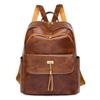 Schoolbag Simple Texture Pu Soft Leather Backpack Women's 1011 Fashion Schoolbag Retro Fringed Versatile Backpack High Quality