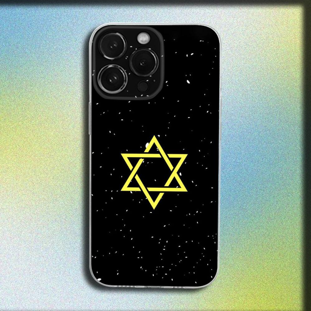 Davidova židovská hvězda Symbol Kryt na telefon Pro iPhone 16,15,14,13,12,11 Plus,Pro,Max,XR,XS,X,Plus,SE,Mini Průhledný měkký kryt