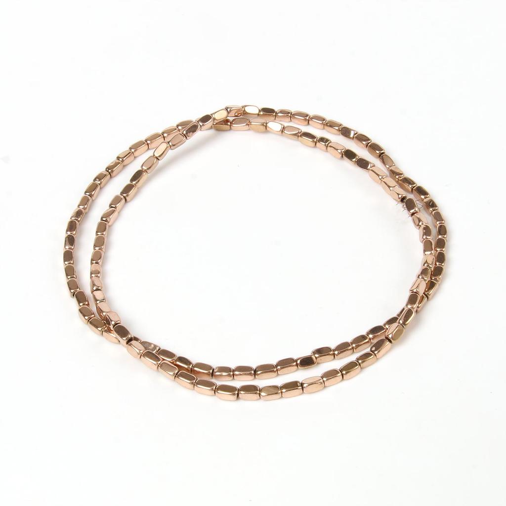 Handgefertigte Bastelfarbe, rosévergoldete Hämatitperlen, natürliche Rondelle-Perlen für Schmuckherstellung, DIY-Charms, Armband-Zubehör, 38,1 cm